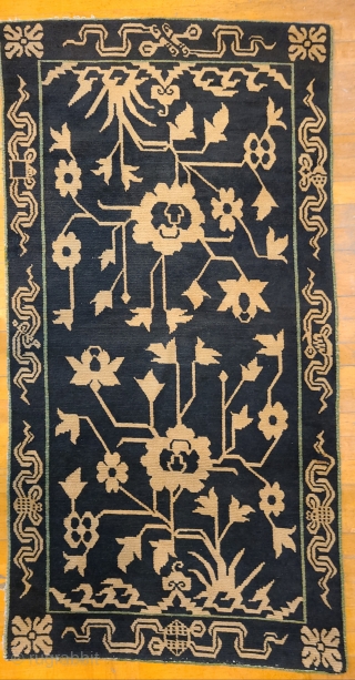 Sleeping Carpet. 
Indigo and beige.
Cotton foundatiin
Circa 1920                          