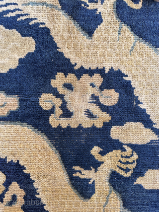Nyingxia Pillar Carpet. Well drawn. Powerful Indigo ground.areas of low pile.

China                      