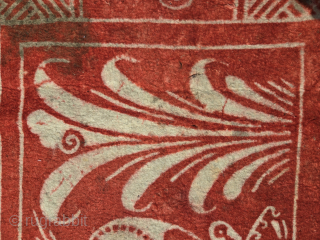 Mongolian felt. Resist dyed. Made for the Tibetan market. SAourced in Lhasa in the early 1990s. In found condition with minor distress and original Tibetan repairs.
Please contact at tmond106@gmail.com    