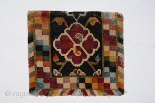 Tack Carpets.
Saddles or possibly cruppers.
All good color. Both pieces have a few rows of reweave across the bottom
11x13
12x14
Early 20th century.
Tibet             