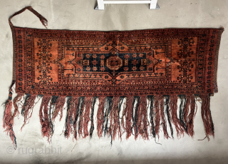 Large antique and complete Turkmen torba, probably Ersari. Full pile throughout, free of stains and restorations. 180 x 60 cm without fringes. info@thomaswild.com