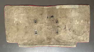 Makden (under saddle rug), South Central Tibet, probably around 1900, 128 x 64 cm, the main field was likely dyed with Indian lac, the central border consists the Eight Taoist Symbols of  ...