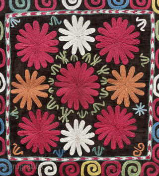 Antique Lakai embroidery (Ilgich), Uzbek, 55 x 57 cm. info@thomaswild.com                       