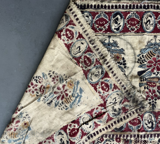 Antique Indian block print textile. 90 x 90 cm. In found condition.   info@thomaswild.com                  