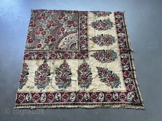 Antique Indian block print textile. 90 x 90 cm. In found condition.   info@thomaswild.com                  