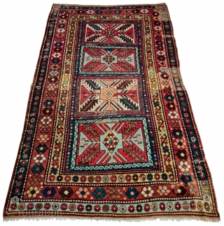 Antique Compartiment Kazak - Early 20th Century 220x130cm
                         