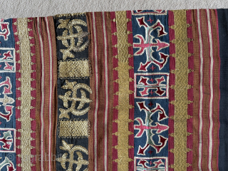 Tapis-Ceremonial sarong, Abung people, Lampung, Sumatra, Indonesia. Material Cotton, silk, metal yarn. Beautiful example. Size: 125x73cm. Item no:78. Www.tinatabone.com              