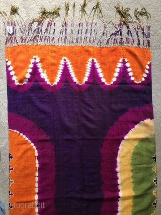 Dramatic six coloured kemben plangi - Bali. Material: silk, tie-dyed. Size: 275x56cm. Early 20th c. Item: BLB49. www.tinatabone.com               