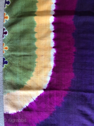 Dramatic six coloured kemben plangi - Bali. Material: silk, tie-dyed. Size: 275x56cm. Early 20th c. Item: BLB49. www.tinatabone.com               