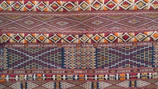 Cushion cover, a splendid example of intricate weaving and design variations by the Zemmour, Berber people, Middle Atlas, Morocco.  Wool, 95x67cm, circa: 1900-1910. for more info see my link www.tinatabone.com  