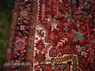 A "problem" heriz dating from pre-WW2 (previous owners thought 1920's but all that pink says 1930-1940 to me). I have washed it twice on the lawn (lacking access to an affordable rug  ...