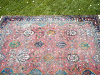 RESCUE THIS RUG so I don't chop it up into pillows! Offered is this TABRIZ - looking rug from a Cheyenne Wyoming estate, (when I look closely at the weave, I wonder  ...