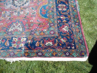 RESCUE THIS RUG so I don't chop it up into pillows! Offered is this TABRIZ - looking rug from a Cheyenne Wyoming estate, (when I look closely at the weave, I wonder  ...