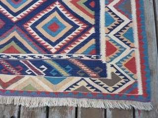 Qashqai Kilim 57" x 79"  Vibrant colors, very slight soiling and no other problems. $400 plus shipping               