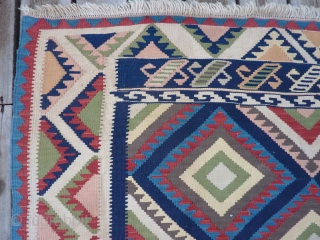 Qashqai Kilim 57" x 79"  Vibrant colors, very slight soiling and no other problems. $400 plus shipping               