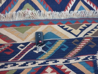 Qashqai Kilim 57" x 79"  Vibrant colors, very slight soiling and no other problems. $400 plus shipping               