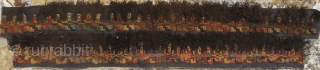 Pre-Columbian knit  weave border sections  showing human heads with hair.
Each is slightly over 4 ft. long. More detailed pictures are available.          