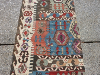 Beautiful antique kilim half 30 1/2" by 10' 4"                        