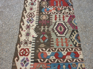 Beautiful antique kilim half 30 1/2" by 10' 4"                        