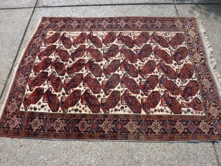 Classic Afshar beauty 73" x 54"  Recently hand cleaned by an expert.  Wear/creasing in center as shown in pictures.  $675 inc shipping within US.      