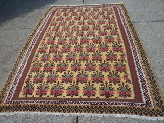 Extremely Decorative Semi-Antique Bijar (?) Kilim  9'4" by 78"                       