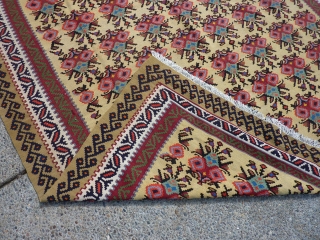 Extremely Decorative Semi-Antique Bijar (?) Kilim  9'4" by 78"                       