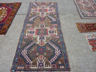 Rare pattern in this hauntingly beautiful Kasim Ushag 46" x 106"  solid, clean, usable condition.                 