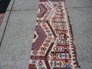 semi-antique Anatolian kilim fragment.  26" x 100"                         