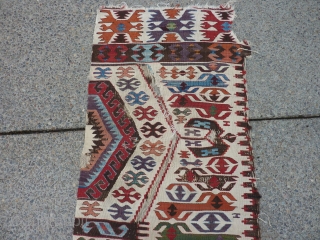 semi-antique Anatolian kilim fragment.  26" x 100"                         