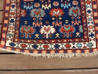 SOLD! Northern Caucasian rug 19th C last quarter, bought from James Opie many years ago and hung on a wall.  Good pile with end loss as shown. 3'1" x 5'1"   ...