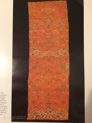 Chair panel 155x50 cm, 18th century (Qing), silk brocade. Curiously I've found that a similar one (19th century) has been in the a.e.d.t.a collection (Paris)        