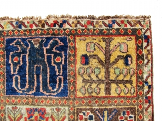 Very old and antique Bakhtiari fragment, great and absolutely old example. size is 4'-4"x3'-5".                   