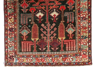 Extremely gorgeous, antique and colorful Bakhtiari rug, it is a very old piece. Colors are all natural including aubergine at the field and borders. there are some small repairs at the field  ...