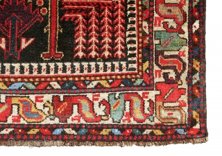 Extremely gorgeous, antique and colorful Bakhtiari rug, it is a very old piece. Colors are all natural including aubergine at the field and borders. there are some small repairs at the field  ...