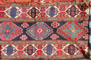 Absolutely gorgeous, antique and colorful Shahsavan/Gharadagh sumac complete mafrash. It has very tight and fine weave with awesome color combination, all colors are natural. There are some very small holes at the  ...