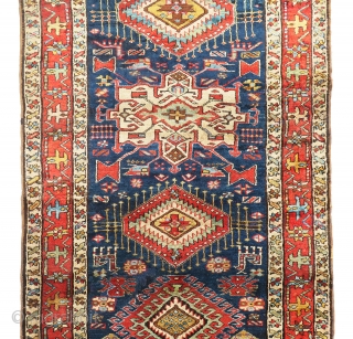 Outstanding, antique Gharadagh/Shahsavan "NW of Persian" long rug. Most probably around 1890 or even before, good pile all over, and bothe ends and selvages are intact. It was made with wool on  ...