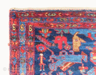 Unique, antique, full pile and color full Persian Malayer rug in good condition. The design is extremely gorgeous and color combinations are unique [color replacement?]. All colors are natural, some small repilling  ...