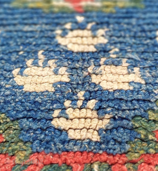 A fantastic tibetan Wangden top saddlerug.
Mid 19th century. 
All organic dyes of what I can see.
Some wear in the middle and around the edges as seen in pictures but it has been  ...