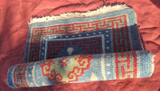 Khamdrum Tibet upper saddle.
Probably mid 19th century.
Phenomenal wool and dyes.
Sourced in Lhasa in 1980's.
Published in the book " Drumze "