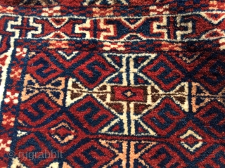 Antique Turkmen double saddlebag khorjin.  Wool on wool.  37.5 inches x 22 inches, 96 cm x 56.5 cm. Sturdy.  In great condition.  Notice the heart design in the  ...