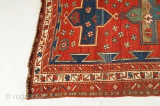 Caucasian Rug.  Wool on wool with primary colors.  Condition: Good;  4'3" (129.54 cm) x 6' (182.88 cm).

Please contact: zeigercap@gmail.com for further inquiries        