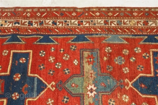Caucasian Rug.  Wool on wool with primary colors.  Condition: Good;  4'3" (129.54 cm) x 6' (182.88 cm).

Please contact: zeigercap@gmail.com for further inquiries        