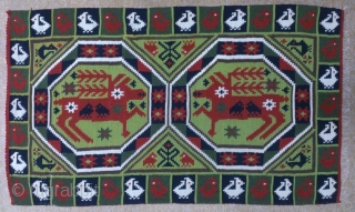 Antique Swedish kilim(Rolakan technique), no: 321, size: 98*58cm, pictorial design, wall hangings.                     