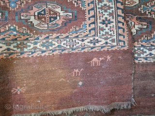 Antique rare Yamut rugs with camel design                          
