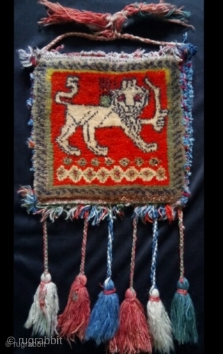 Qashqai Gabbeh bag double face, lion design, size: 27*25 cm                       