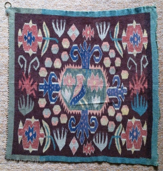 Antique Swedish kilim, no: 314, size: 51*51cm, pictorial design, wall hangings.                      