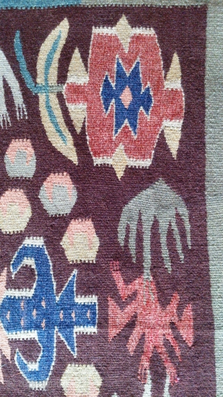 Antique Swedish kilim, no: 314, size: 51*51cm, pictorial design, wall hangings.                      