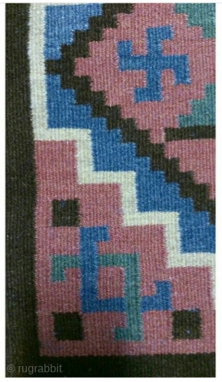 Swedish kilim, swastika design, size: 49*48 cm                          