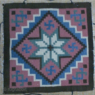 Swedish kilim, swastika design, size: 49*48 cm                          