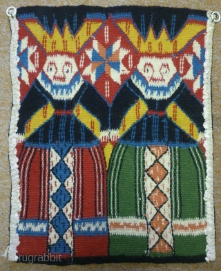 Antique Norwegian or Swedish pictorial Kilim, no: 226, size: 40*32cm, the tapestry very beautiful, wool on cotton, all natural colors.             